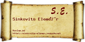 Sinkovits Elemér névjegykártya